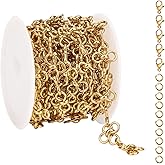 YOUBEIYEE 2 Meters Gold Plated Chains for Jewelry Making Stainless Steel Flower Chain Roll with Jump Rings and Lobster Clasps