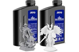 JAYO Water Washable ABS-Like Resin 2KG, 3D Printer Resin 405nm UV Standard Rapid Photopolymer Resin for LCD/DLP/SLA 3D Printer, High Precision, Non-Brittle, 1KG Bottle, 2 Pack, Grey+White