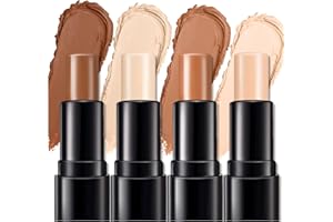 ONLYOILY 4 Colors Cream Contour, Stick Palette, Contouring Concealer, Stick Primer, Face Makeup Kit for Beginners, Cream Concealer and Highlight Stick(#1+2)