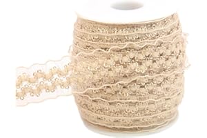 JESEP YONG 20 Yards Khaki Elastic Ruffle Lace Ribbon for Sewing 1 inch Double Wave Organza Stretch Lace Craft Trim Clothing and Garment for DIY Headband-Clothes-Sewing-Embellishment-Hats