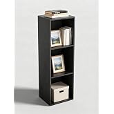 NewBeth 3 Cube Storage Organizer, 3 Tier Cube Low Bookcase Freestanding Storage Display Organizer, Three-Cubes Open Shelf Bookshelf for Home Office (Black, 3-Cube)
