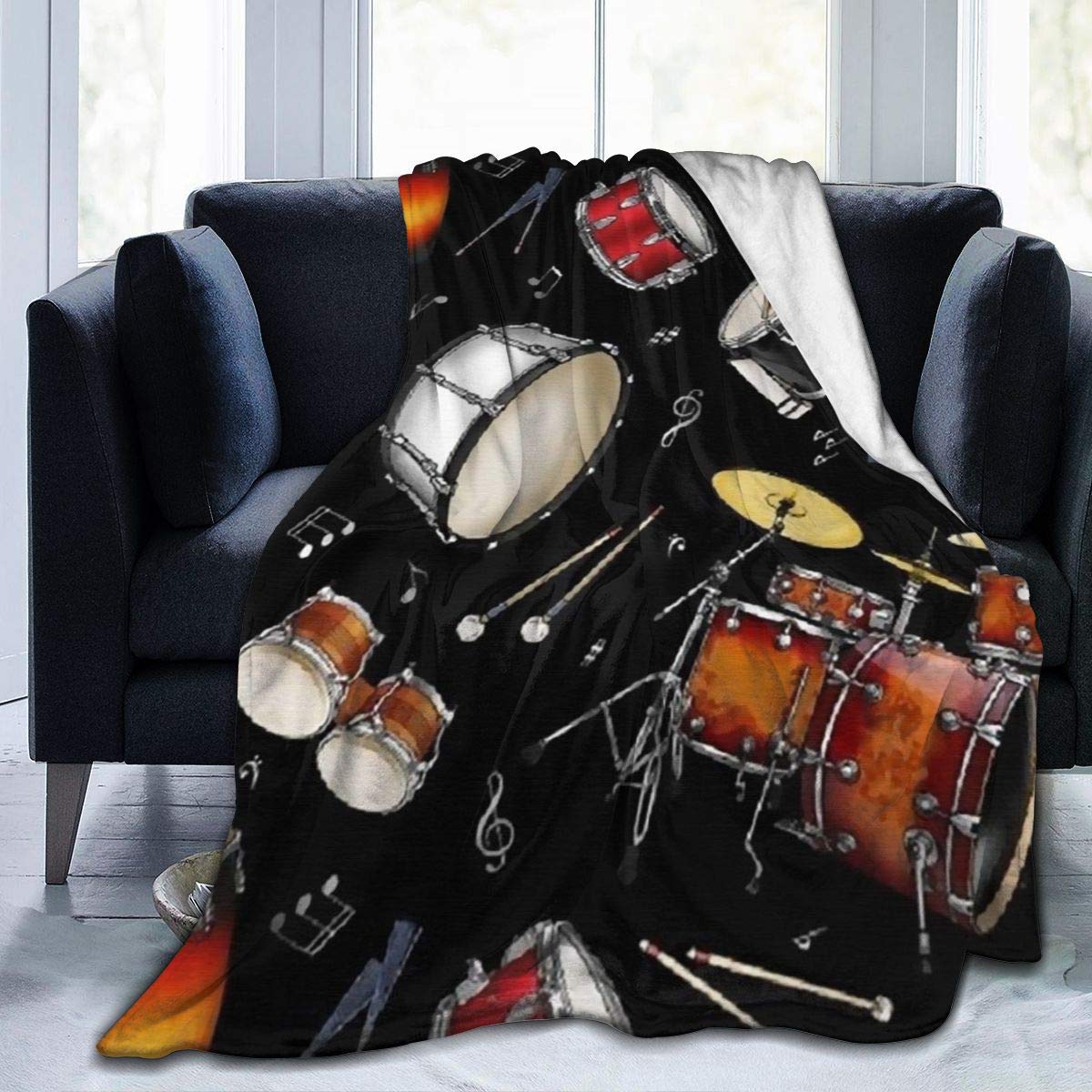 BONLOR Percussion Black Drum Throw Blanket Ultra