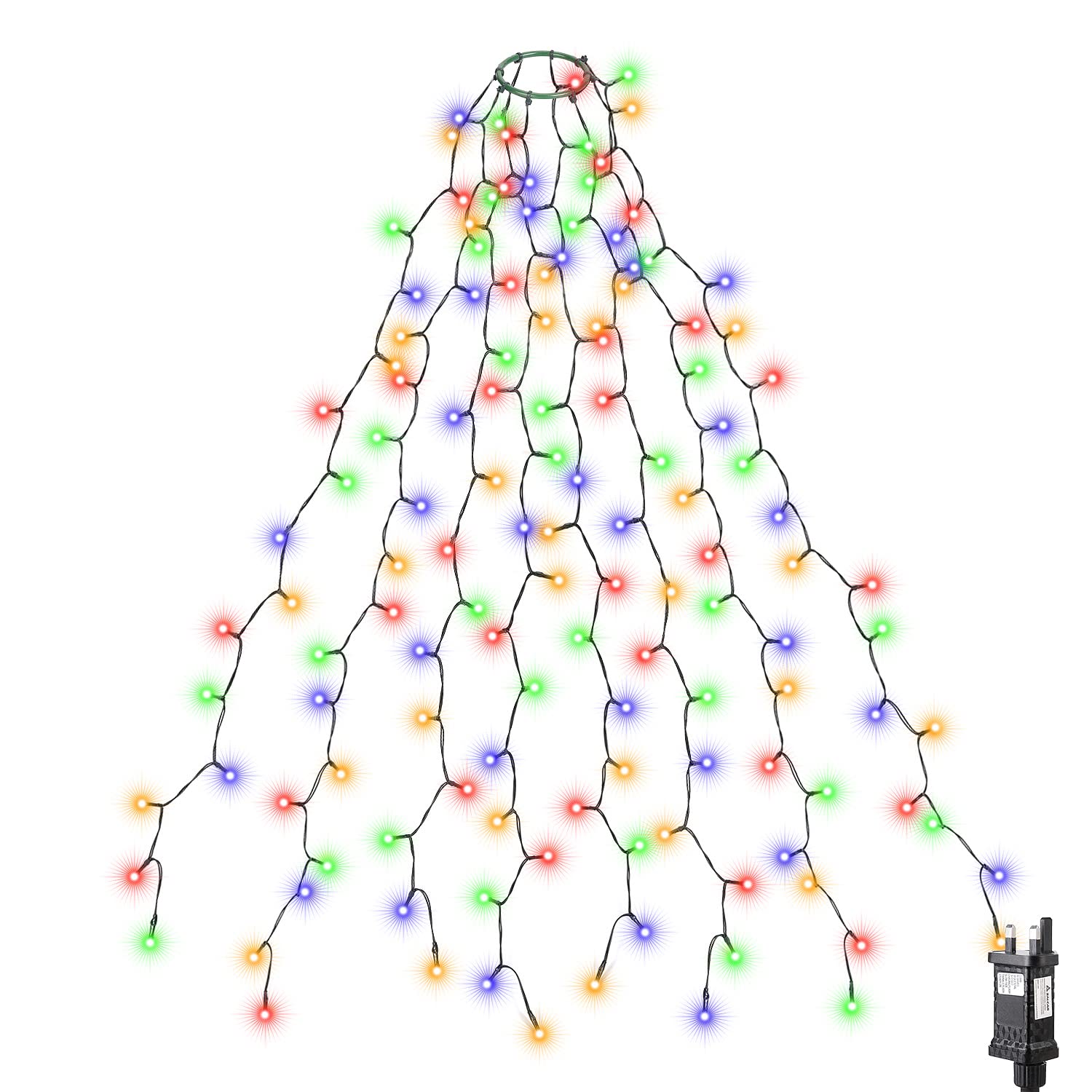 SALCAR Christmas Tree Lights, 2m x 8 Strands 280 LED Fairy Lights for 6-8ft Christmas Tree, Easy to Install, Indoor & Outdoor Decoration, 8 Modes, Warm White (Warm White, 2m) (Multicolor, 1.5m) — image 1