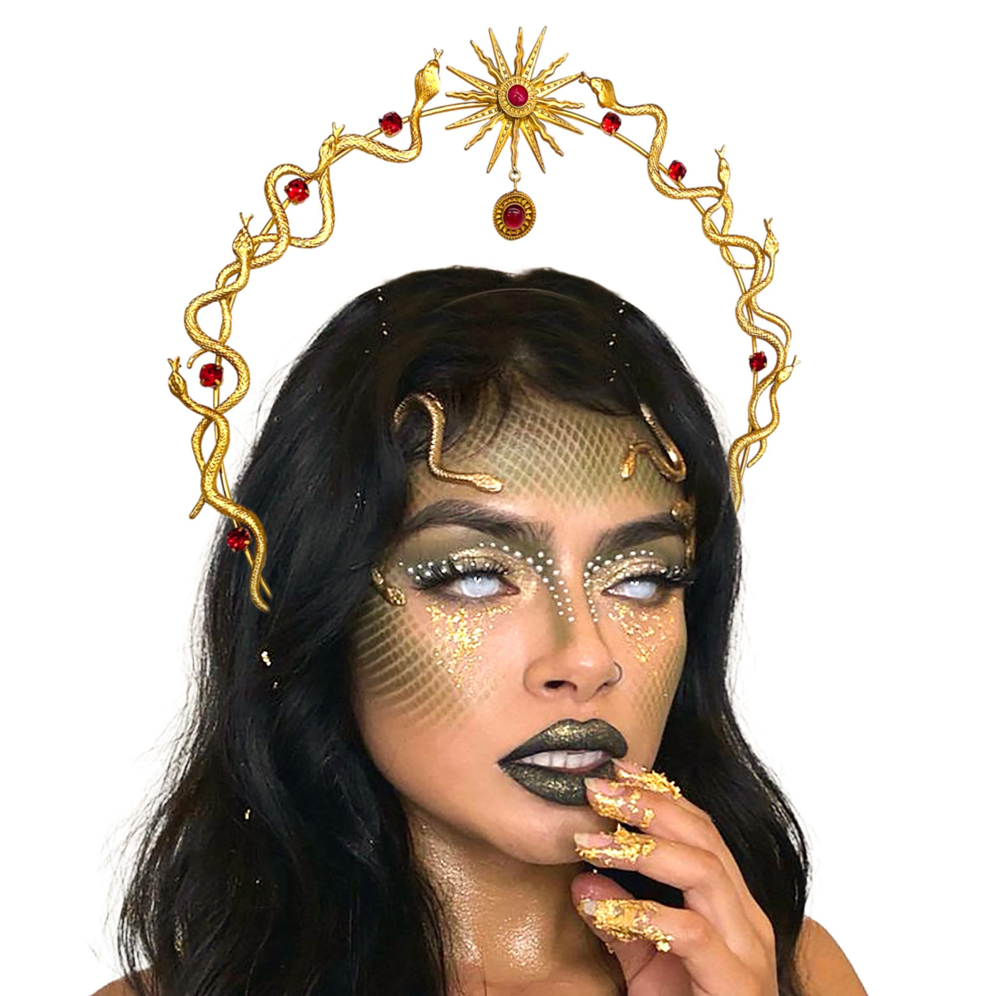 JeVenis Gold Snake Headband and Earrings Medusa Headpiece Crown Goddess Costume Accessories for Women Party