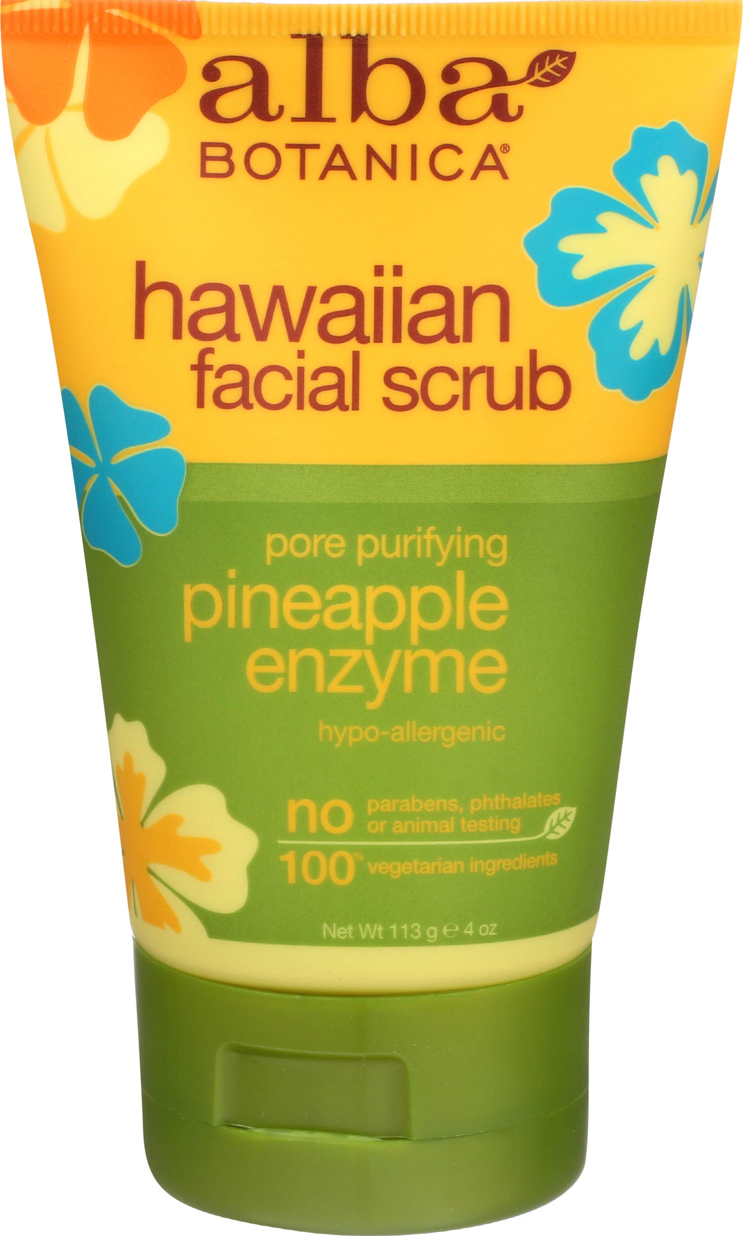 Alba Botanica - Pineapple Enzyme Facial Scrub - 118ml - Enriched with Pineapple Enzymes - Exfoliates & Refreshes Skin - Promotes a Smooth & Bright Complexion