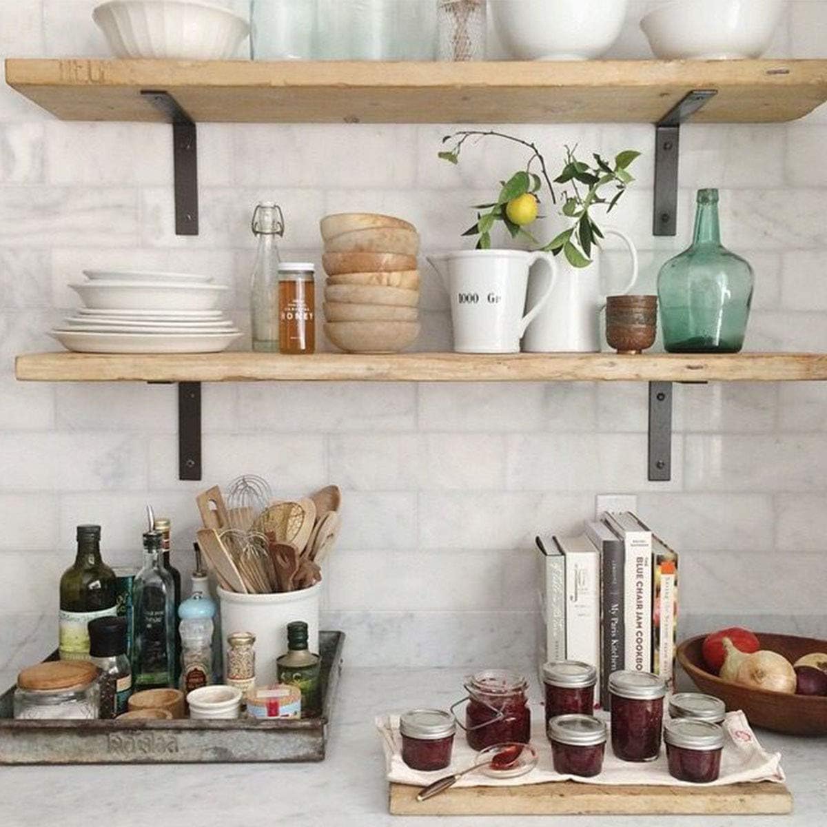 Shelf Brackets 12 Inch Heavy Duty Metal Shelf Supports Holders, L Corner Angle Brackets for Shelves Wall Mounted (6 Pack): Home Improvement