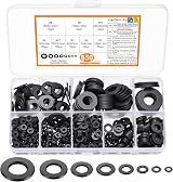 ZWFSDM 650 Pcs Nylon Washers Set Black Flat Spacers M2-M10 Assorted