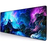 SANWUMIAN Gaming Mouse Pad, Large Non-Slip Rubber Base Mousepad, Keyboard Mouse Mat, Desk Pad with Stitched Edges, 31.5x11.8inch, Dazzling Galaxy