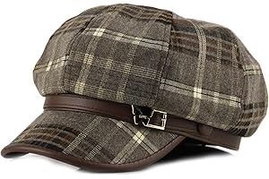 KORIXINE Newsboy Hats for Women - Retro Classic Plaid Hat Fashionable British Irish Beret Cap Girls Vintage Dressy Caps