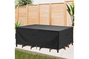 GARDRIT Upgraded Patio Furniture Covers, 100% Waterproof Rectangular/Oval Patio Table Cover, 74" L x 47" W x 27.5" H 600D Tear-Resistant Sofa, Table and Chair Outdoor Furniture Set Covers