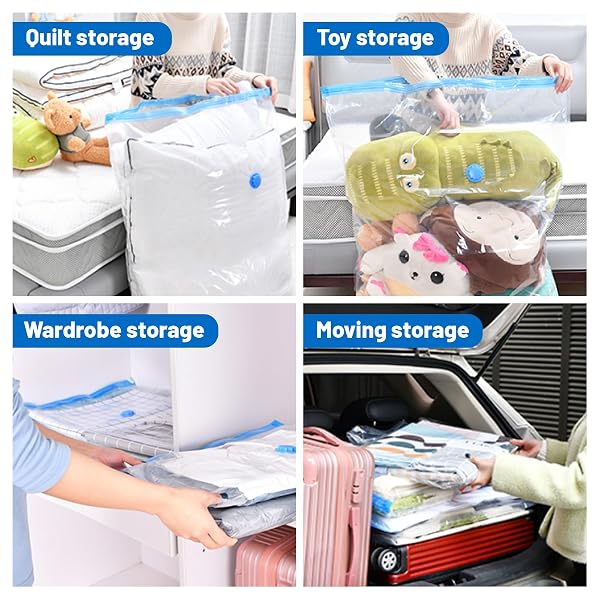 VACUUM STORAGE BAGS FOR CLOTHING,WITH ELECTRIC AIR PUMP SPACE SAVING COMPRESSION BAGS,WATERPROOF, 80% STORAGE REDUCTION,6 PACK VACUUM SEAL BAGS(6 PACK JUMBO) FOR CLOTHES