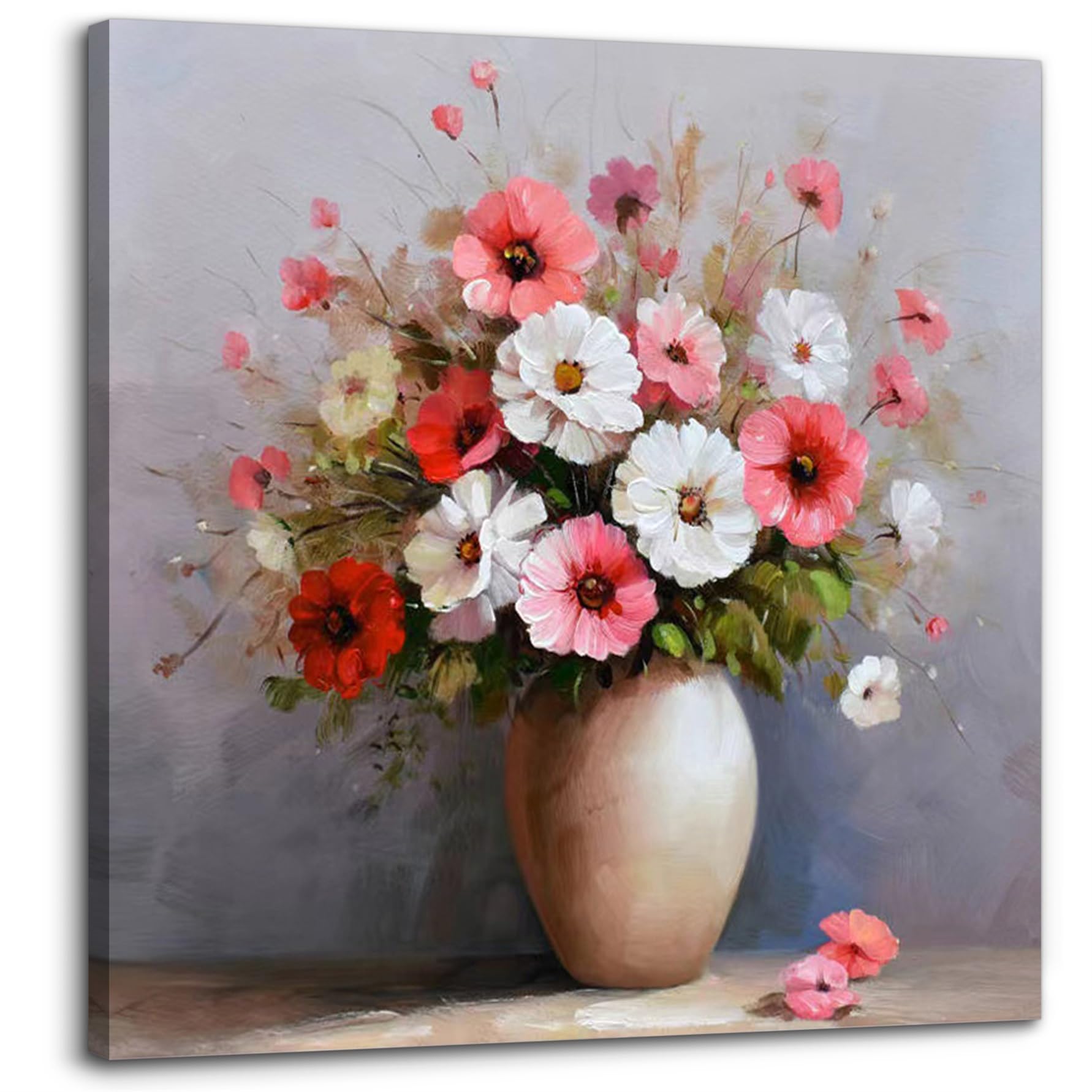 Photo 1 of (USED/FAIR) Youze Large Size Wall Art for Living Room, Rustic Farmhouse Bathroom Wall Decor, Flower Canvas Wall Art, Color Theme Picture Artwork for Walls Ready to Hang for Kitchen Bedroom Decor Size 20x20 in