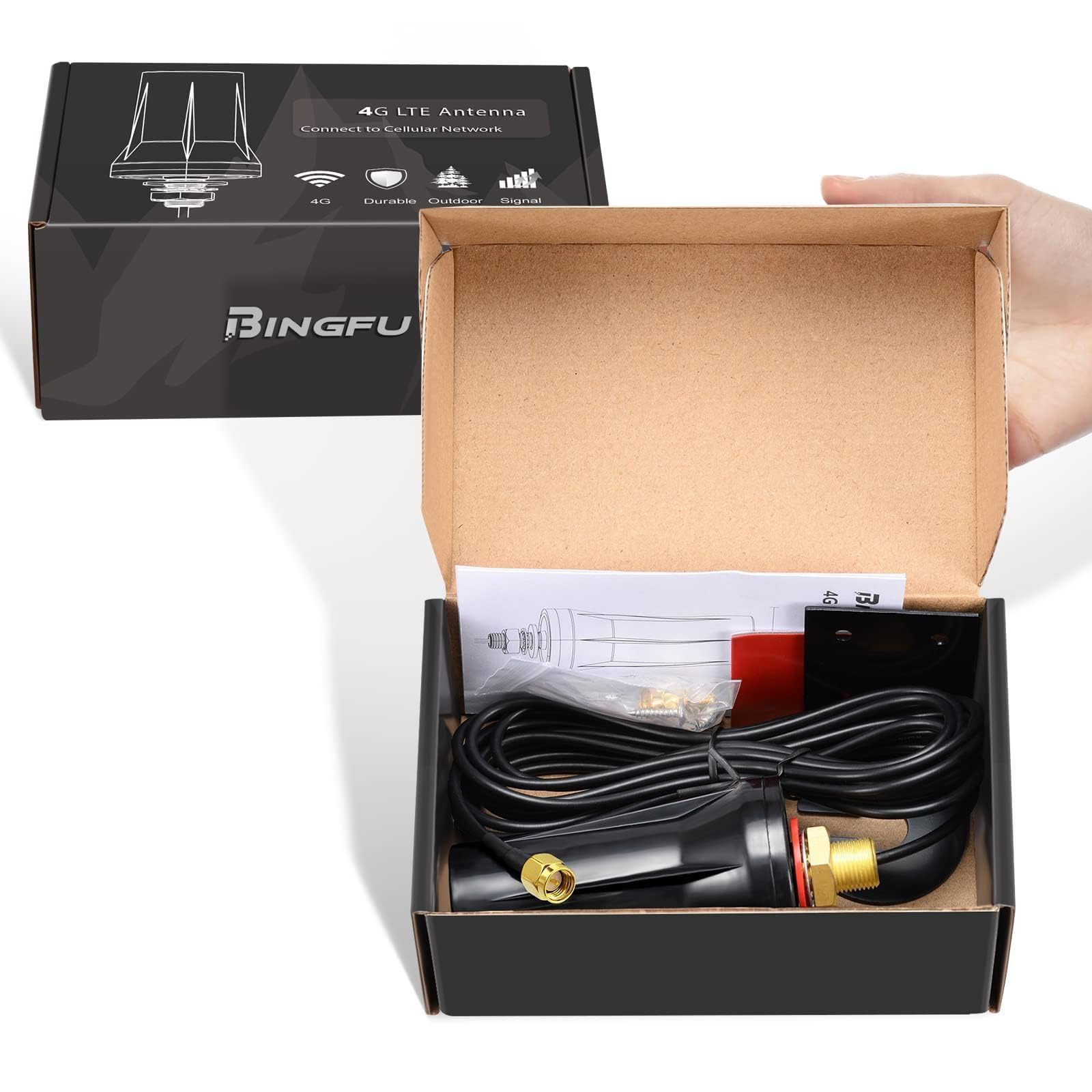 Bingfu 4G LTE Antenne Outdoor 5dBi SMA Stecker Antenne Außenwandmontage wasserdichte für 4G LTE Router Gateway Modem Hotspot Trail Kamera Smart Home Energie Monitor 5