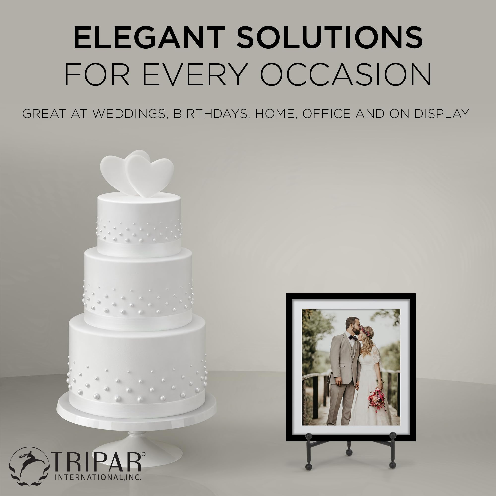 TRIPAR Modern Tripod Easel Display, Black Finish - Lightweight & Durable Design - Perfect for Displaying Decorative Pictures, Artwork, Plates, Tiles, & More (12 Inch)