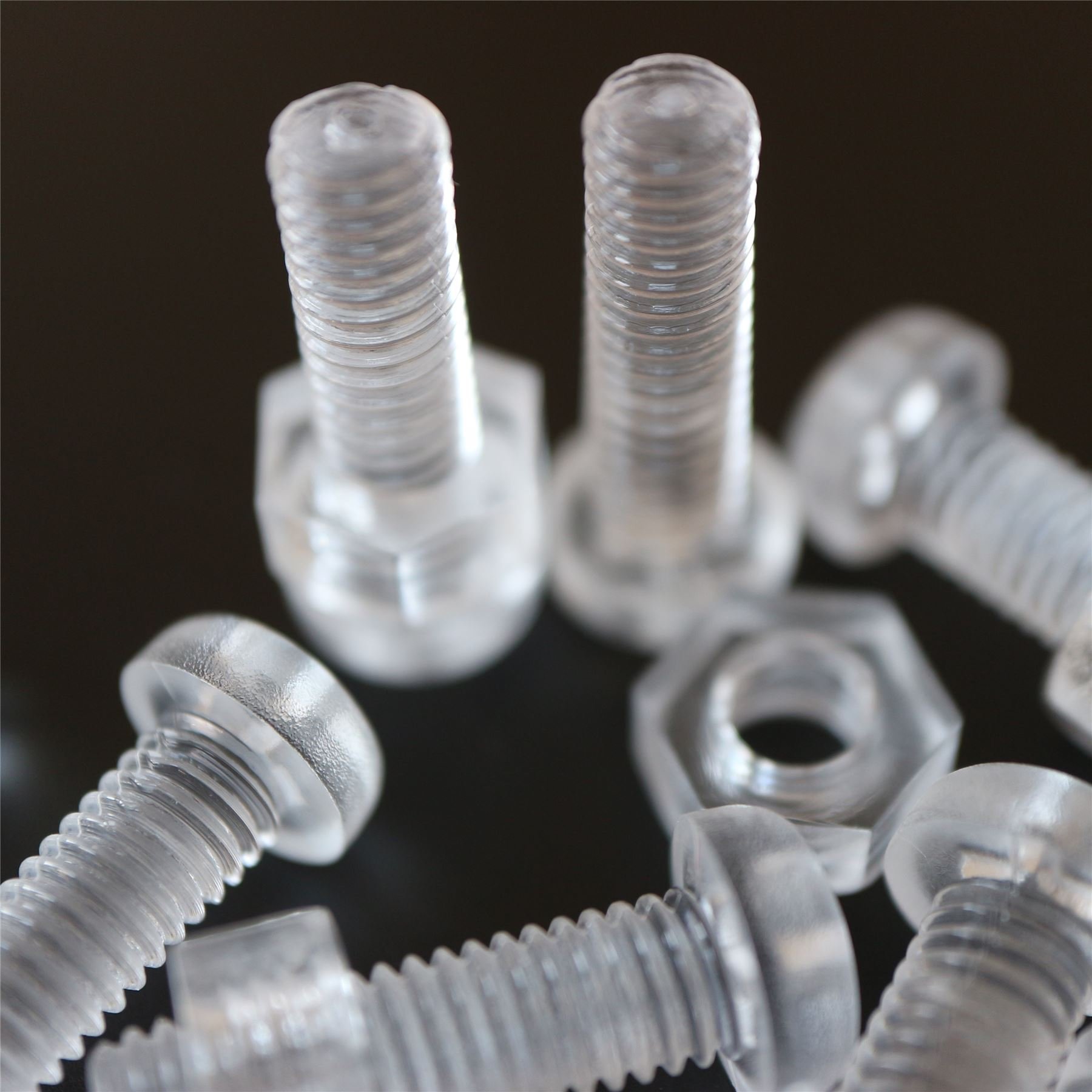 Pack of 60 Transparent Clear Plastic Acrylic M6 x 20mm Nuts & Bolts, Washers -Acrylic Plastic Screws