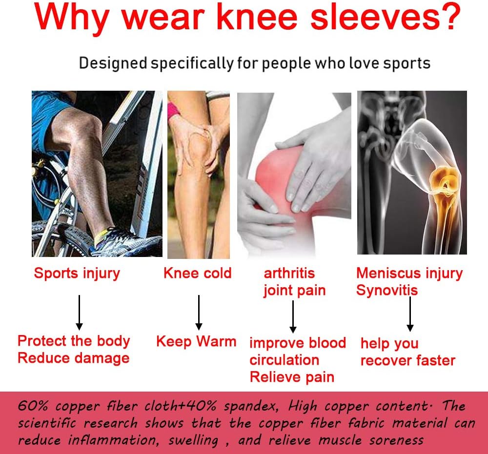 Copper Knee Brace for Arthritis Pain and Support-Copper knee sleeve Compression for Sports, Workout,Arthritis Relief-Single(L): Health & Personal Care