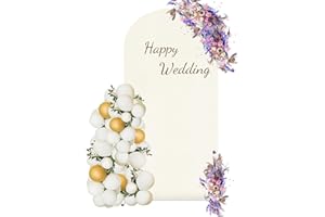 SHINOSKE Arch Backdrop Cover, Spandex Fitted Wedding Arch Cover, 6.6FT Beige Arch Backdrop Covers Stretchy Backdrop for Parties, Gender Reveal,Wedding, Baby Shower, Birthday