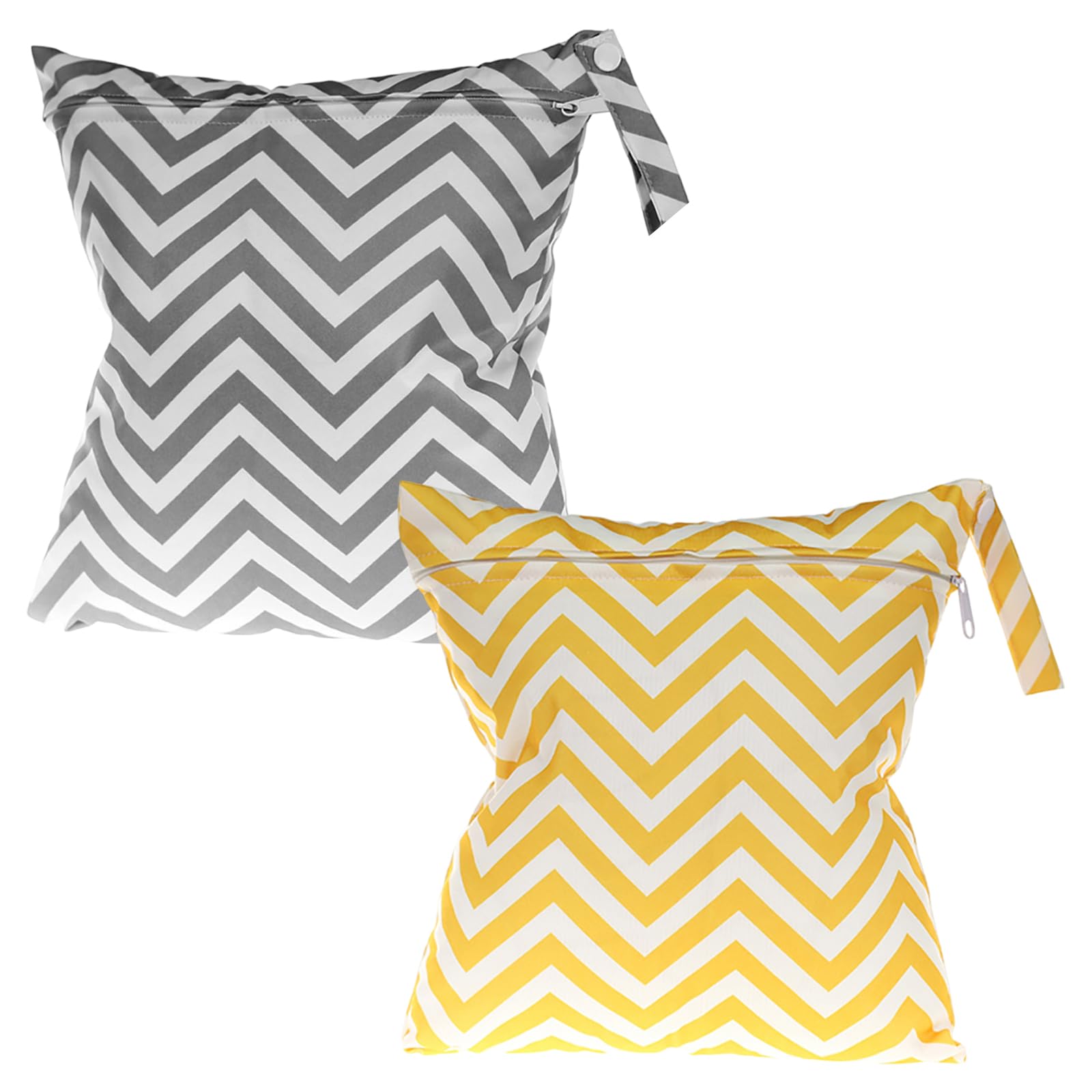 FUIPVGI 2-Piece Waterproof Wet/Dry Bag - 28x30cm, Swimsuits & Nappy Bag for Beach/Pool (Grey + Yellow)