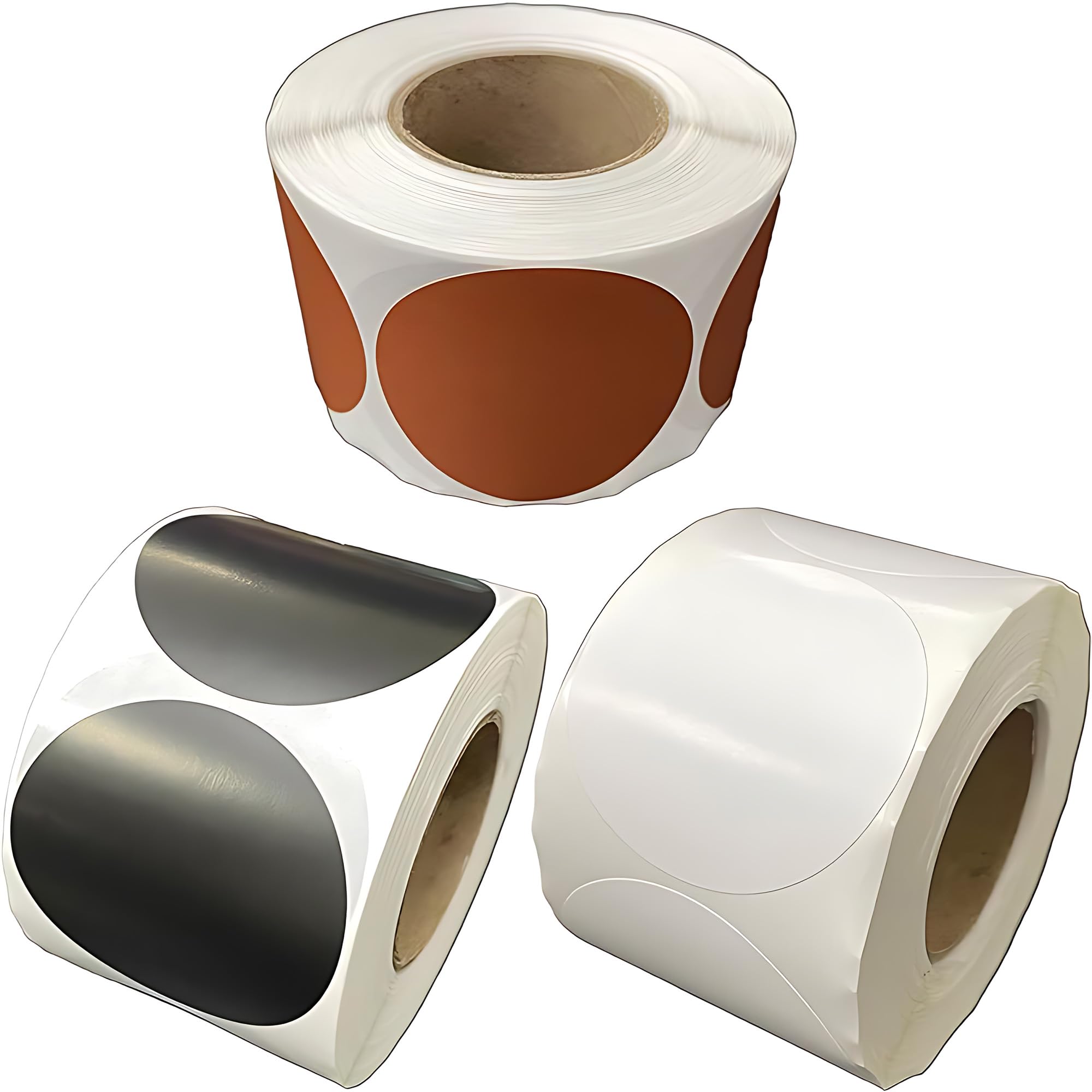 Photo 1 of IAZBYCXO 1500 White, Black, Brown Round Label Stickers - 2 Inch Color Code Dot Labels for Inventory Organization - Blank Stickers to Write On