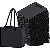 driew Mini Gift Bags with Handles 50pcs, 4.49×2.76×4.02 Inch Small Size Paper Gift Bags Bulk for Shopping Party Wedding Birthday (Black)