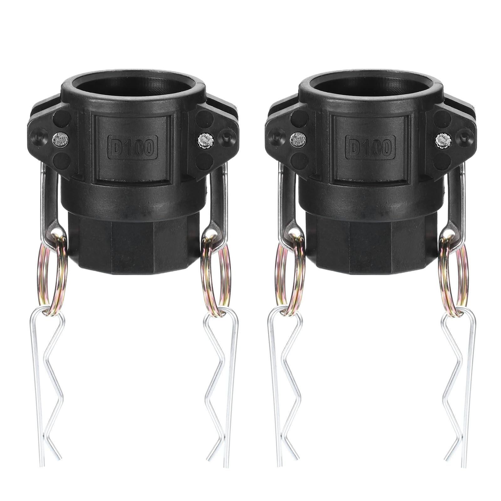 PATIKIL Poly Cam Lock Fittings, 2 Pcs 1" Part D Female Adapter x Female Thread Cam Groove Hose Fittings Polypropylene Cam Lock Fittings, Black