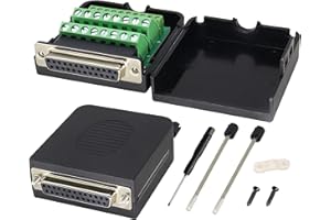 AAOTOKK DB25 Nut Breakout Board Adapter Connector DB25 Female D-SUB Connector to DB25 Screw Wiring Solderless Terminal Module