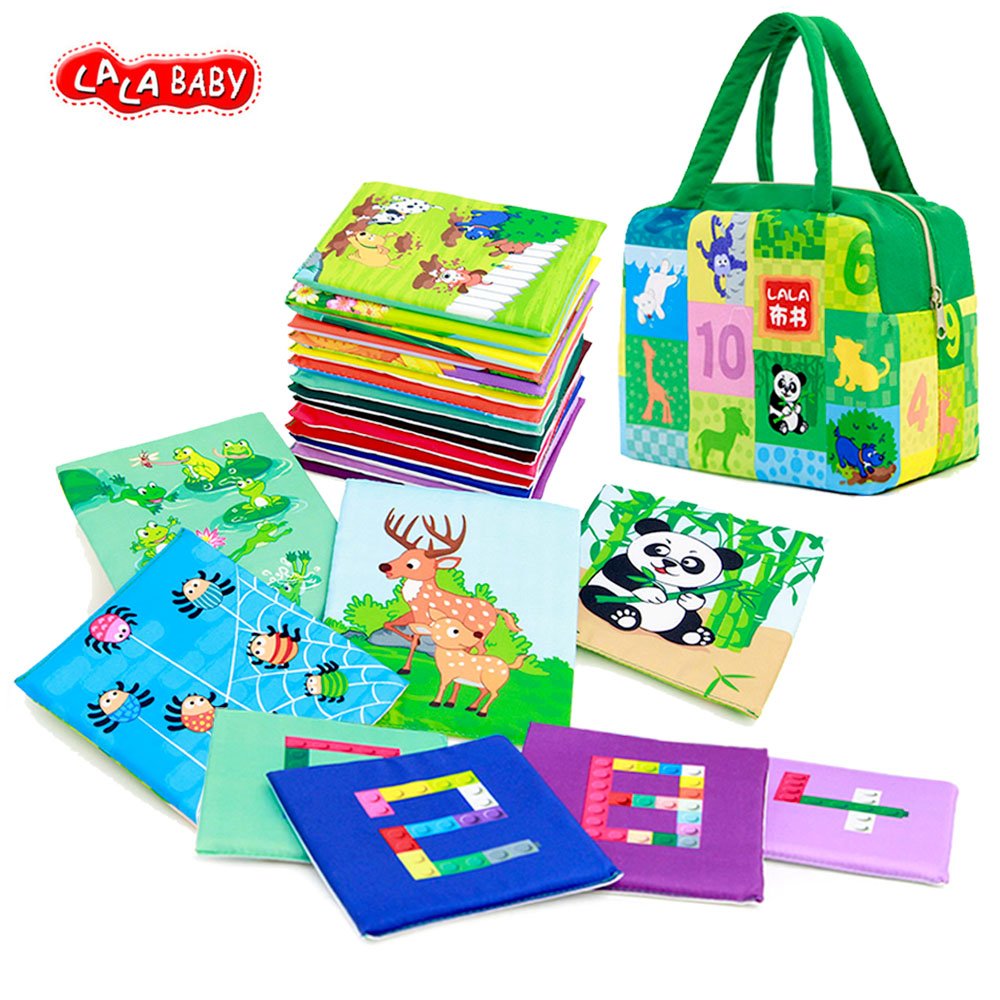 LALABABY My First Soft Numbers and Animal Cards, 26pcs Nontoxic Fabric Baby Cloth Books Early Education Toys Activity Animal Counting Card for Toddler, Infants and Kids Perfect for Baby Shower