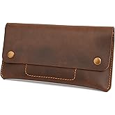 TheAntiq Leather Money Bag Currency Organiser Pouch, Dollar Bills Holder, Bills Organizer with Mobile Pocket, Money Envelope For Men and Women (Brown)