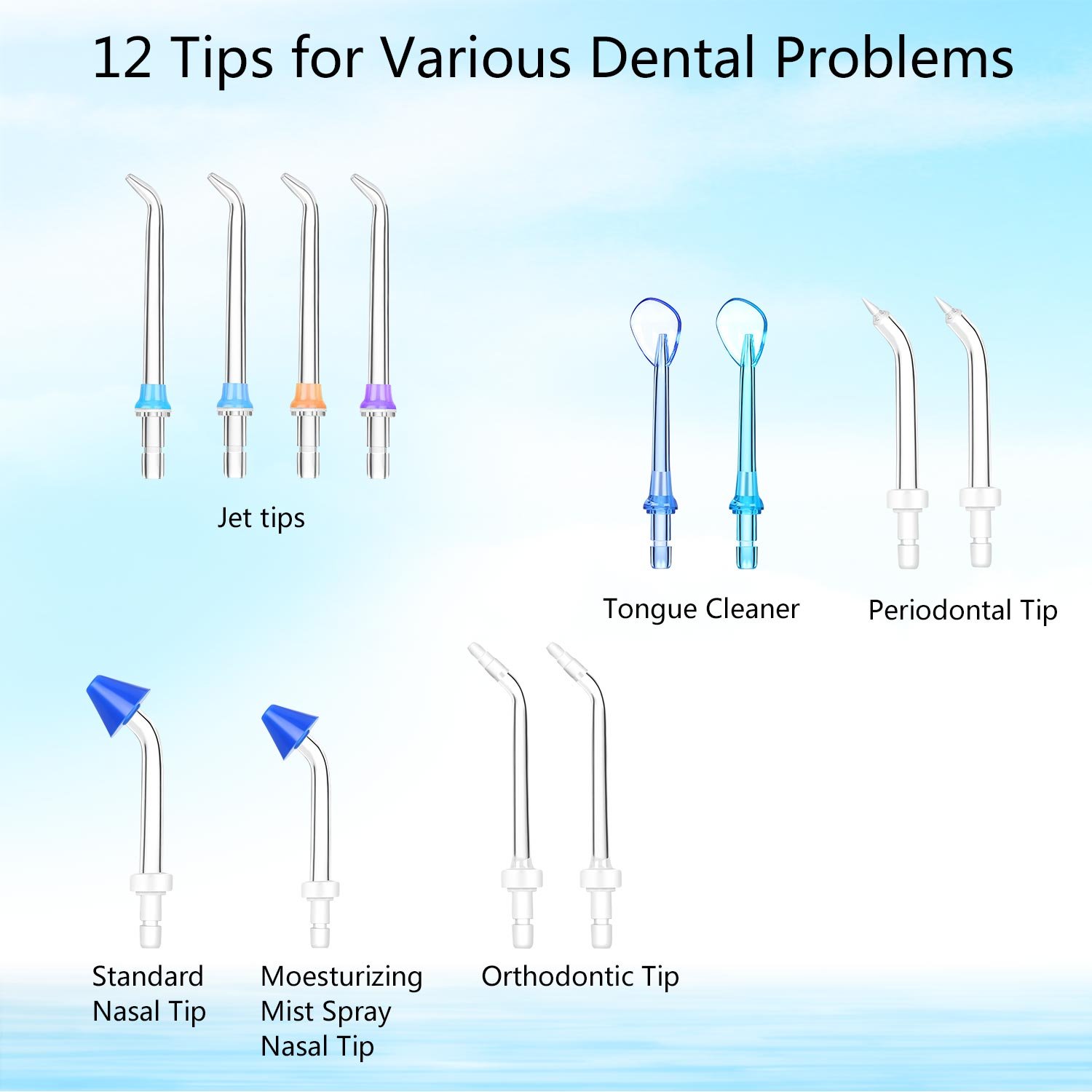 H2ofloss Dental Water Flosser for Teeth Cleaning With 12 Multifunctional Tips & 800ml Capacity, Professional Countertop Oral Irrigator Quiet Design(HF-9 whisper): Beauty