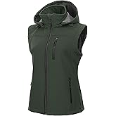 CREATMO US Women's Lightweight Softshell Vest Outerwear Windbreaker Sleeveless Jacket With Removable Hood