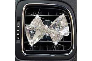 JOWXSX Maxtech Bling Crystal Bow-Knot Vent Clips, Rhinestone Car Diffuser for Air Fresheners, Interior Decor Accessories for Women (Silver)