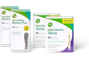 OneTouch Delica Plus Lancets & OneTouch Verio Test Strips Bundle - Fine 30-Gauge - for Diabetes Testing - Diabetic Supplies for Blood Sugar Monitor - Includes 60 Test Strips & 60 Lancets