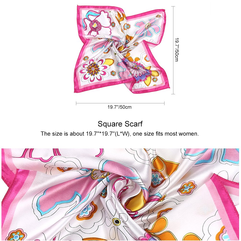 VBIGER 12PCS Womens Mixed Silk Square Scarves Bandana Scarf 50x50cm (Design 1)