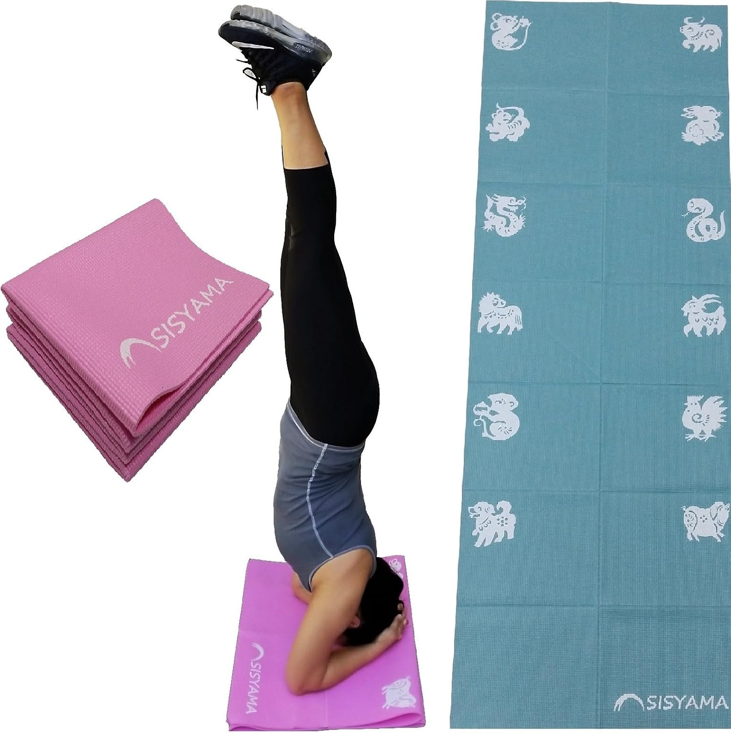 Amazon SISYAMA 3.5mm ヨガマット 軽量 折りたたみ式 膝パッド クッション ミニ 旅行用 ヨガマット