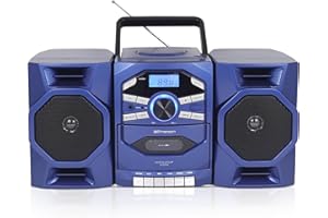 Emerson Portable CD Player Boombox with Cassette Player, Tape Recorder, AM/FM Radio, MP3 AUX Input, Detachable Speakers, AC/DC & Battery Operated – Stereo System for Home, Travel, Indoor & Outdoor Use
