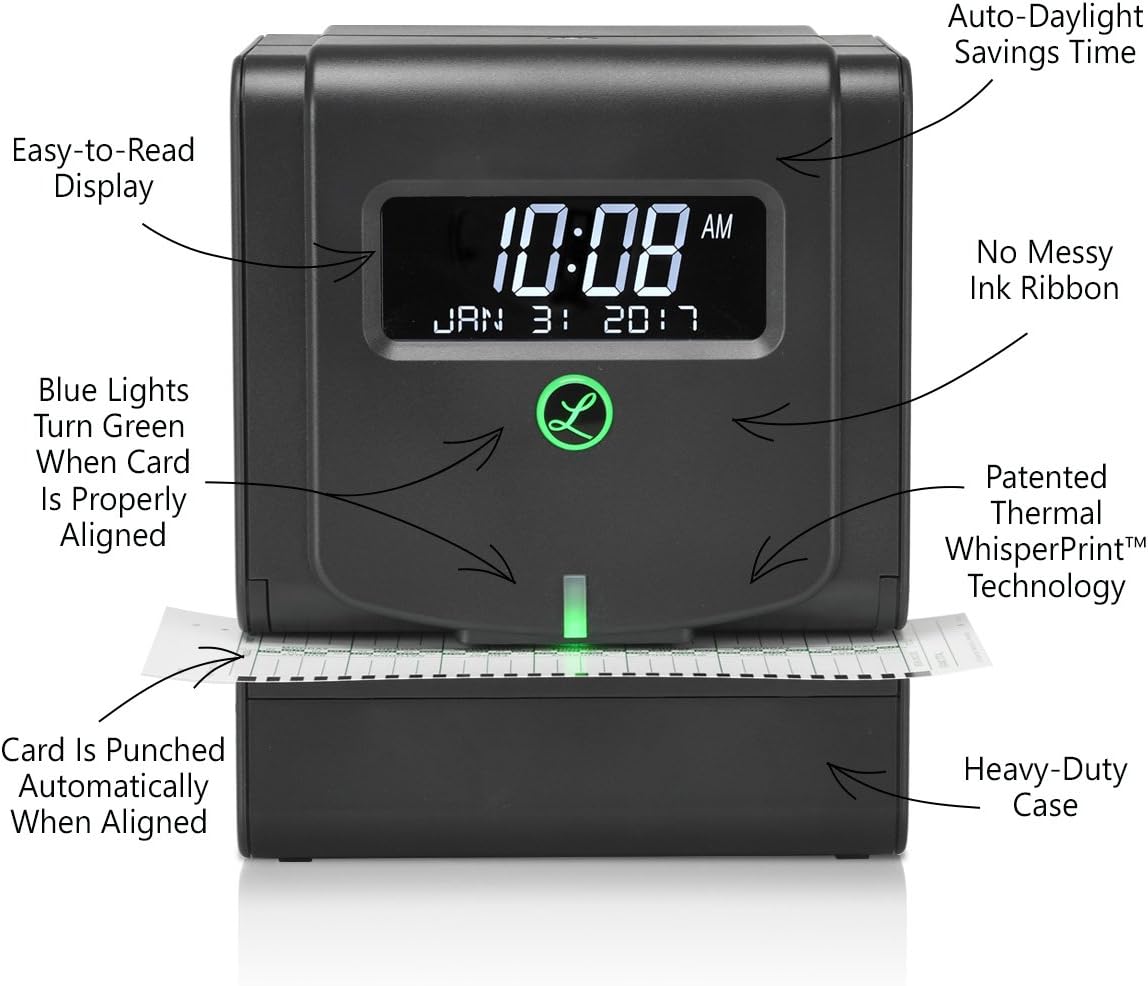 Lathem Heavy Duty Maintenance-Free Thermal Print Time Clock (2100HD), Black, 9.8" x 6" x 8" : Electronics