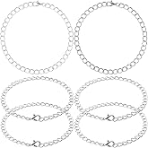 VARMDUKKE 6PCS Charm Bracelet Chain with Lobster Clasps, Silver Alloy Bracelet Chains for Jewelry Making, Bracelet Link Chains Bulk for Women Men DIY Jewelry, Crafts, Daily Use