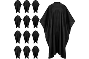 RUN PMY Barber Cape - 12pcs Waterproof Hair Cutting Cape with Snap Closure, Anti-Static Salon Apron for Women, Men, Kids - Professional & Home Use, Black