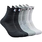 Kisgyst Men's Athletic Compression Crew Ankle Quarter Running Socks Elite Basketball Cushioned Training Socks 3 Pairs