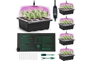 AUPETEK Seed Germination Kit with Heat Mat and Light Humidity Domes, 60 Cell Starter Trays Germination Station Cloning Kit