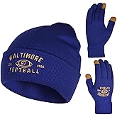 Vintage Classic Skull Cap Embroidery Beanie Fasion Hat Cuffed Winter Hat Knit Comes with Warm Gloves Gifts for Men Women Fans