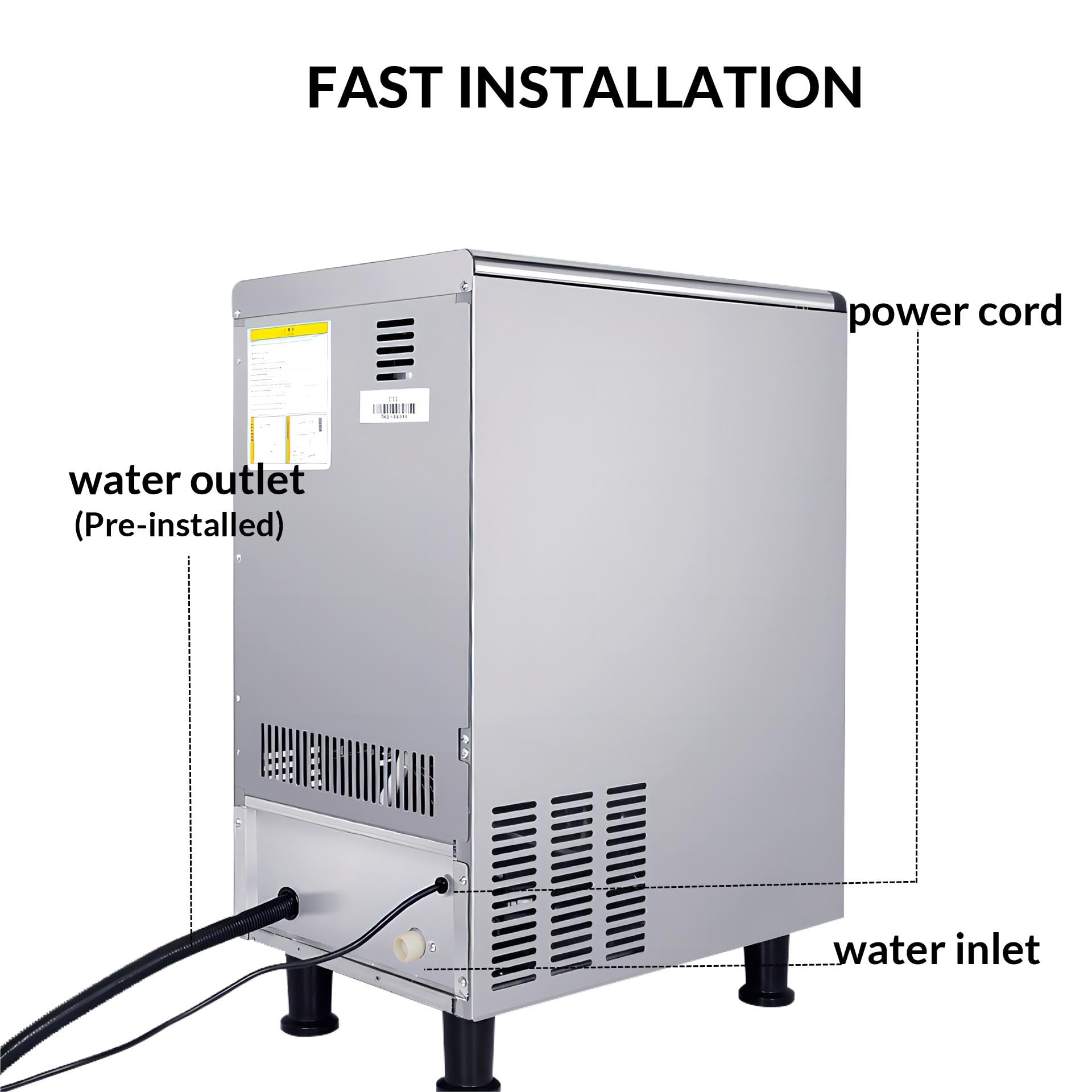 14.8" Air Cooled Undercounter Bullet Ice Machine 90 Lbs/24h With