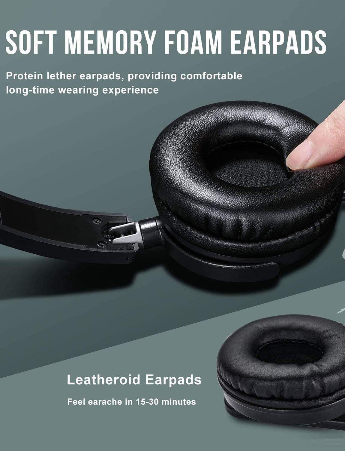 VOGEK On Ear Headphones with Mic, Lightweight Portable Fold-Flat Stereo Bass Headphones with 1.5M Tangle Free Cord and Microphone-Black: Electronics