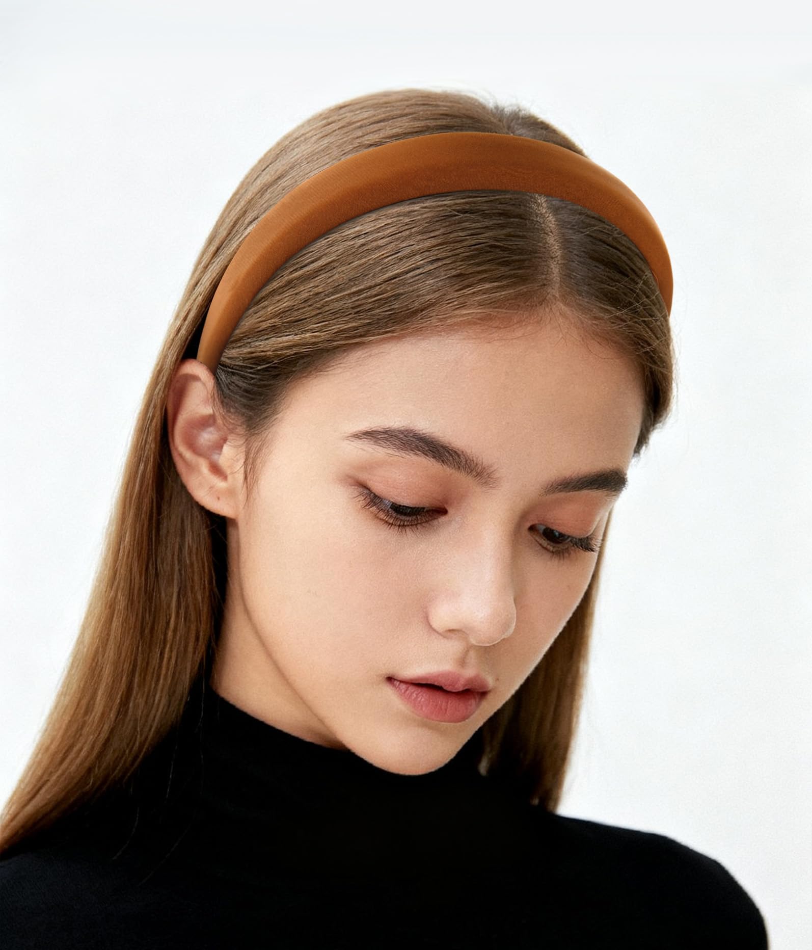 axy Headband with Fabric Padded Candy Colours – Beautiful Women's Headband Hair Accessories Hair Band HRK7 (Orange Brown)