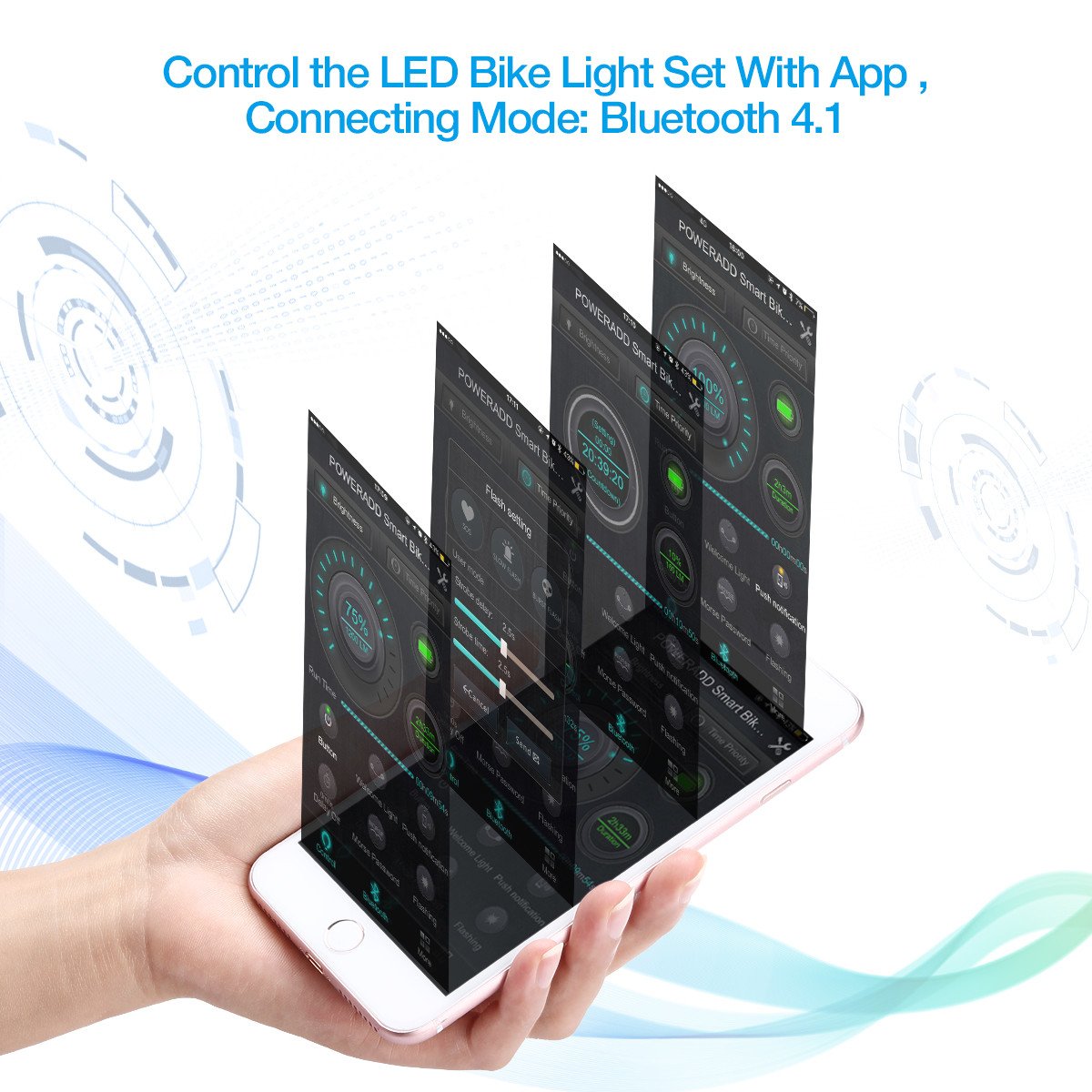 POWERADD Bike Light Set USB Rechargeable, 12000mAh Rechargeable Battery/IPX5 Waterproof/1200 Lumen Super Bright 3 Light Modes Mountain/Road Bicycle Headlight for Mountain/Road/City Cycling