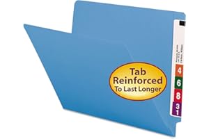 Smead End Tab File Folder, Shelf-Master Reinforced Straight-Cut Tab, Letter Size, Blue, 100 per Box (25010)