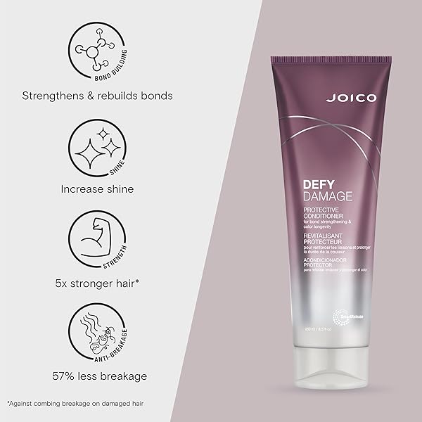 JOICO DEFY DAMAGE PROTECTIVE CONDITIONER | FOR COLOR-TREATED HAIR | STRENGTHEN BONDS & PRESERVE HAIR COLOR | WITH MORINGA SEED OIL & ARGININE | 8.5 FL OZ