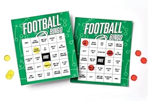 Amscan Fun Ready Set Football Bingo Game (1 Set) - Includes Bingo Cards & Marker Chips - Perfect for Sports Events, Themed Pa