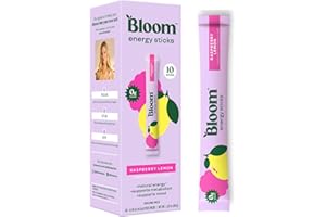 Bloom Nutrition Energy Drink Powder Packets, Sugar Free Energy Drink Mix with L-Theanine, B Vitamins & Natural Caffeine, On the Go Powder Sticks for Natural Energy, 10 Calories (10 Pouches (Pack of 1), Raspberry Lemonade)