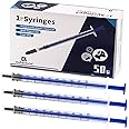 50 Pack 1ml Blue Plastic Syringes with Caps for Science Labs, Liquid Measuring, Watering, Refilling, Oral,Pet